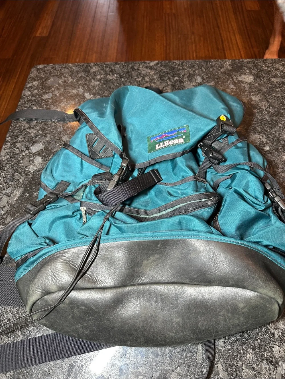 Vintage LL BEAN Rucksack Back Pack Leather Bottom